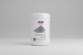 Bottle of NOW Solutions pure bentonite clay powder on a white background