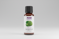 Bottle of NOW Essential Oils bergamot oil on a white background