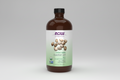 Bottle of NOW Solutions certified organic castor oil on a white background