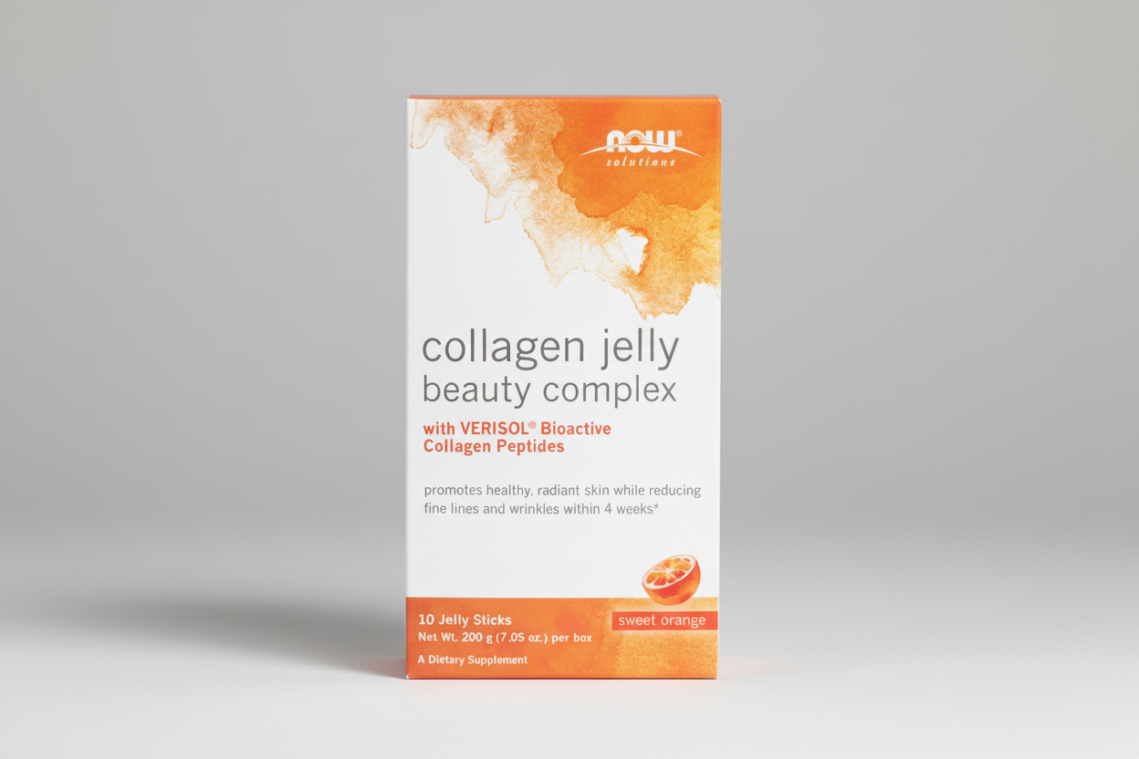 Collagen jelly beauty complex packaging with NOW Solutions branding
