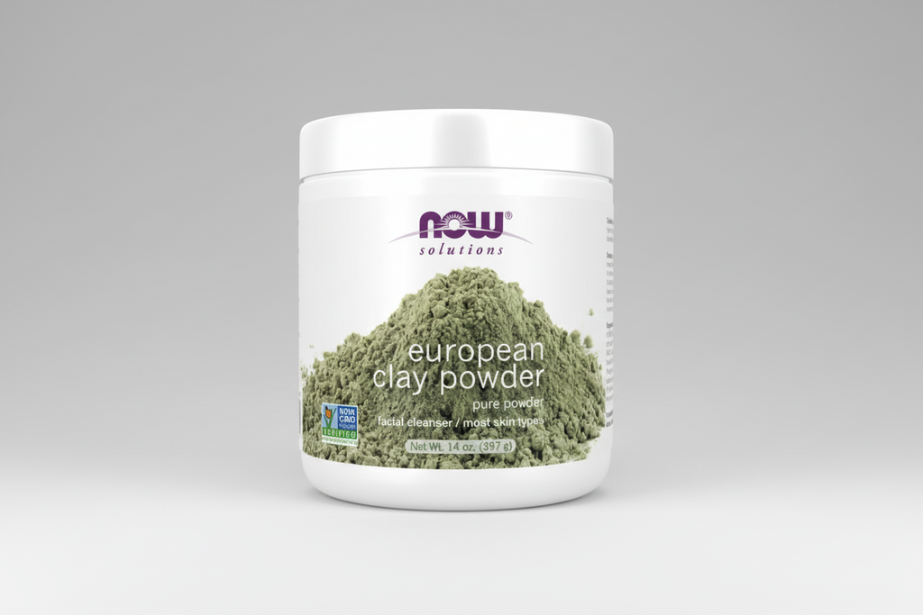 Container of NOW Solutions European Clay Powder on a white background