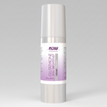 Skincare cream bottle with purple label on a white background