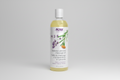 Bottle of NOW Solutions lavender almond massage oil on a white background