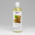Bottle of NOW Solutions sweet almond oil on a white background