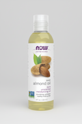 Bottle of NOW Solutions sweet almond oil on a white background