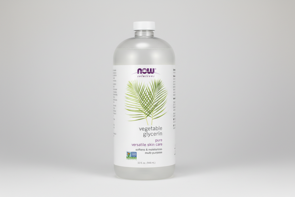 Bottle of NOW Solutions Vegetable Glycerin on a white background