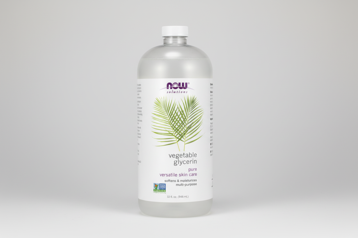 Bottle of NOW Solutions Vegetable Glycerin on a white background