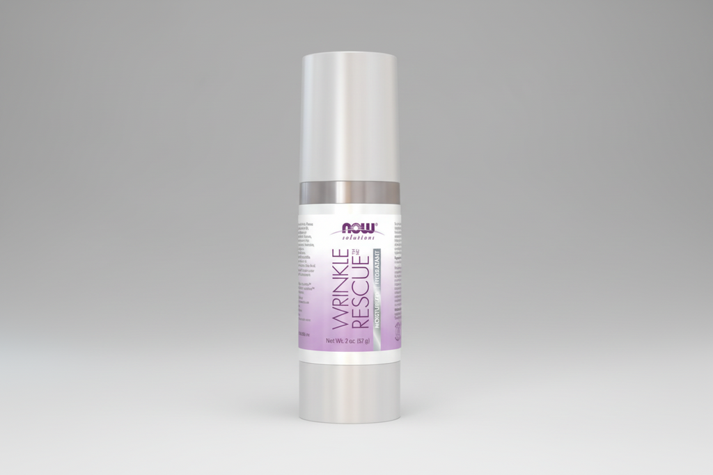 Wrinkle Rescue skincare product by NOW on a white background