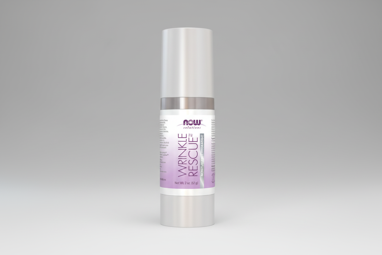 Wrinkle Rescue skincare product by NOW on a white background