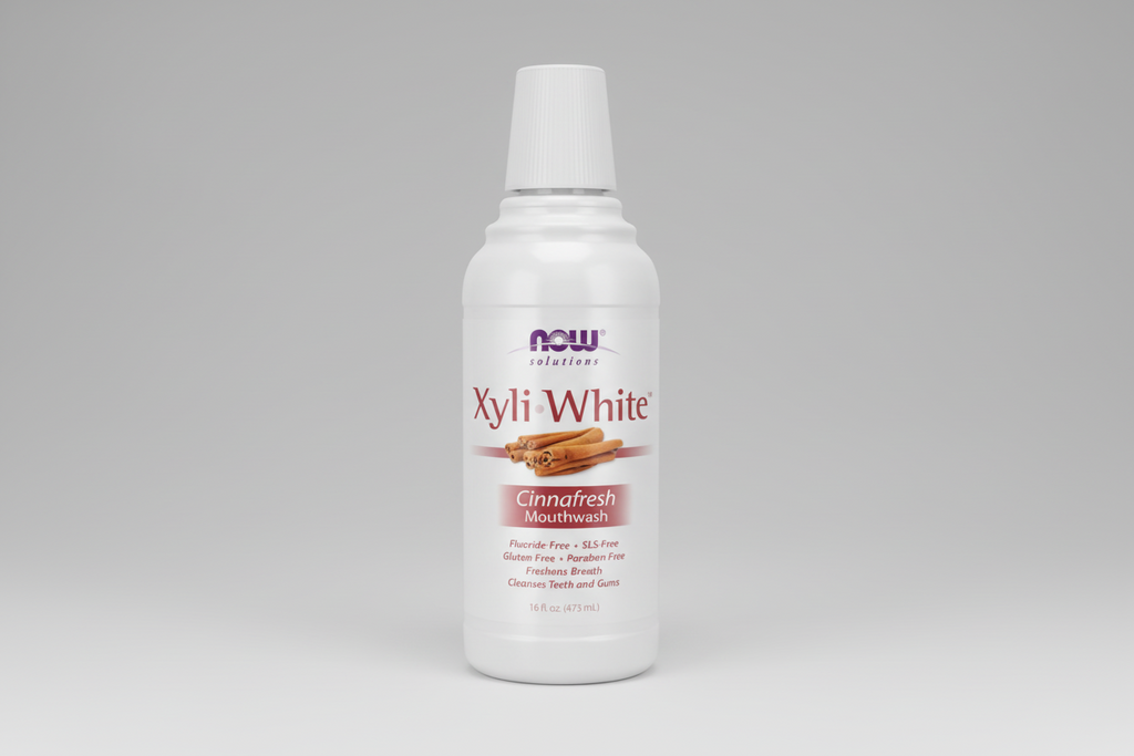 Xyli White Cinnafresh mouthwash bottle on a white background