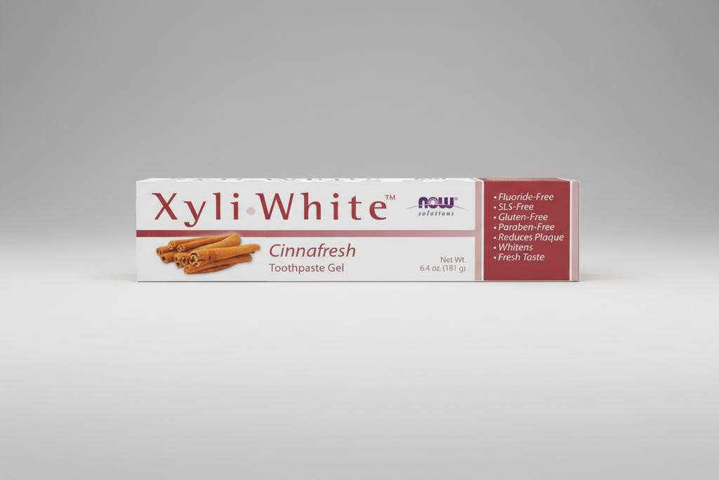 XyliWhite Cinnafresh Toothpaste Gel packaging on a white background