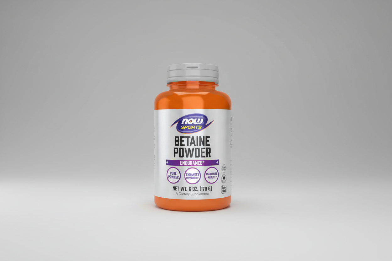 Bottle of NOW Sports Betaine Powder on a white background