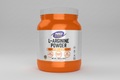Orange container of L-Arginine Powder with Now Sports label on a white background