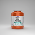 Orange container of NOW Sports Pea Protein Powder on a white background