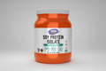Orange container of NOW Sports Soy Protein Isolate on a white background