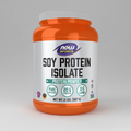 Orange container of NOW Sports Soy Protein Isolate on a white background