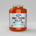 Orange container of NOW Sports Whey Protein Isolate on a white background