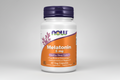 Melatonin supplement bottle with NOW brand on a white background