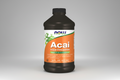 Black bottle of NOW Acai Liquid Concentrate on a white background