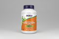 Supplement bottle of Ashwagandha with Now brand on a white background