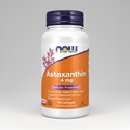 Supplement bottle labeled 'Astaxanthin 4 mg' with Now brand on a white background
