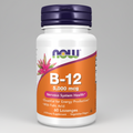 Supplement bottle labeled B-12 with Now brand on a white background
