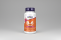 Supplement bottle labeled B-6 100 mg with Now brand on a white background