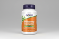 Supplement bottle labeled 'Bilberry Complex' with NOW brand on an orange background