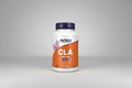Supplement bottle labeled 'CLA 800 mg' by NOW on a white background