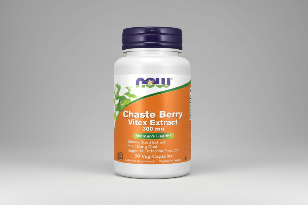 Vitex Extract supplement bottle with NOW label on a white background