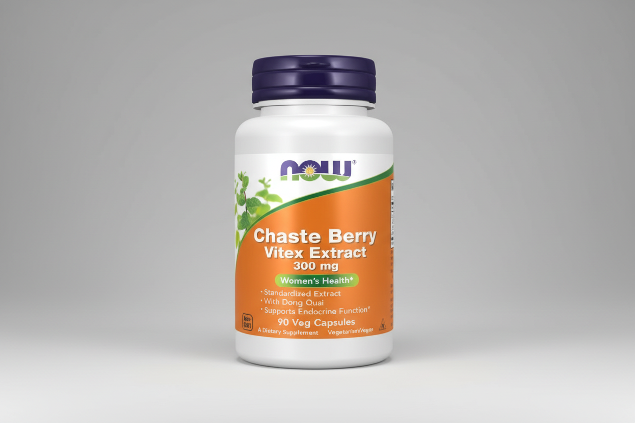 Vitex Extract supplement bottle with NOW label on a white background
