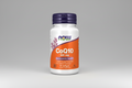 Supplement bottle labeled 'CoQ10 100 mg' with NOW brand on a white background