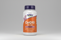 Supplement bottle labeled 'CoQ10 50 mg' with Now brand on a white background