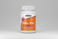 Multivitamin supplement bottle labeled 'Daily Vits' with NOW brand on an orange background