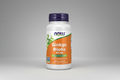 Vitamins bottle labeled 'Ginkgo Biloba' with Now brand on an orange background