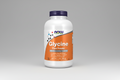 Supplement bottle labeled 'Glycine Pure Powder' by NOW on a white background