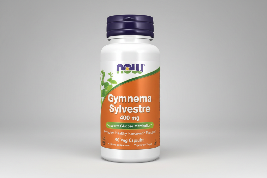 Gymnema Sylvestre supplement bottle with NOW label on a white background