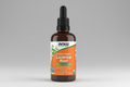 Bottle of Now Organic Licorice Root supplement with dropper on a white background