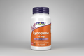Supplement bottle labeled 'Lycopene 10 mg' with NOW brand on a white background