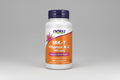 Supplement bottle labeled 'MK-7 Vitamin K-2' with Now brand on a white background