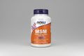 Supplement bottle labeled 'MSM' with Now Foods branding on a white background