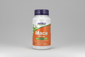 Supplement bottle labeled 'Maca 500 mg' with NOW brand on a white background