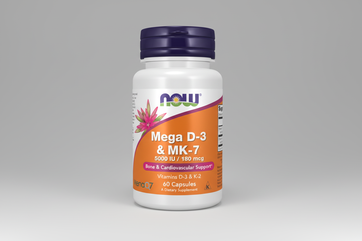 Now Vitamins Mega D-3 & MK-7 60 Capsules