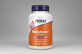 Melatonin supplement bottle with NOW brand on a white background