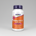 Supplement bottle labeled 'Methyl B-12' with Now brand on a white background