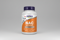 Supplement bottle labeled 'NAC Pure Powder' with Now Foods branding on a white background