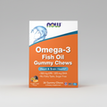Box of NOW Omega-3 Fish Oil Gummy Chews on a white background