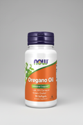 Supplement bottle labeled 'Oregano Oil' with Now brand logo on a white background