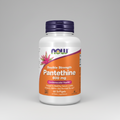 Supplement bottle labeled 'Double Strength Pantethine 600 mg' with NOW brand on a white background