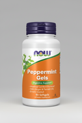 Peppermint Gels supplement bottle with Now brand on a white background